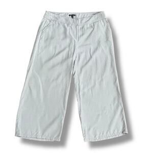 Eileen Fisher Size M L Gray Cropped Lightweight Wide Leg Pants Lagenlook Coastal